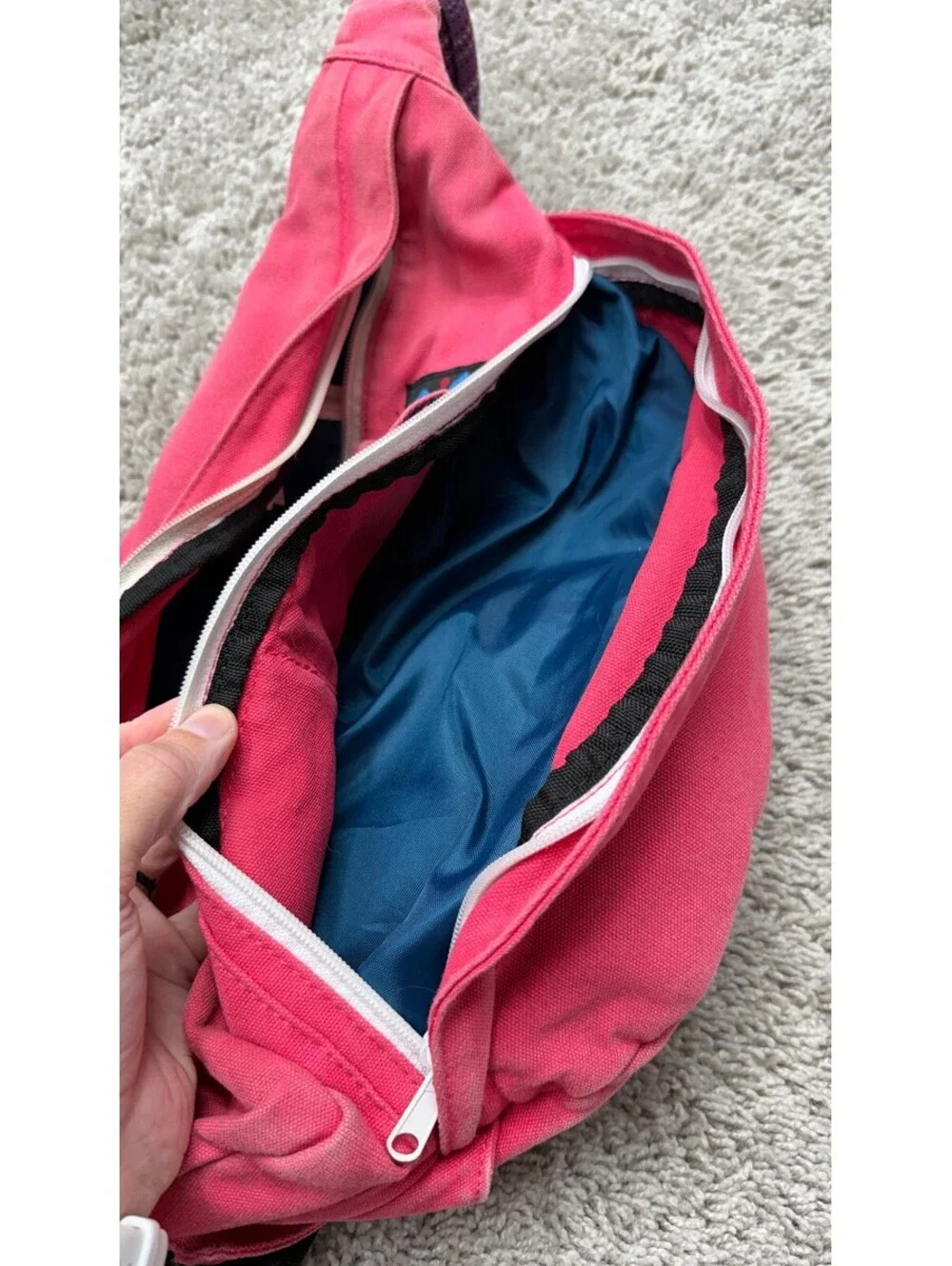 Kavu Rope Sling Bag in Pink with Purple Strap